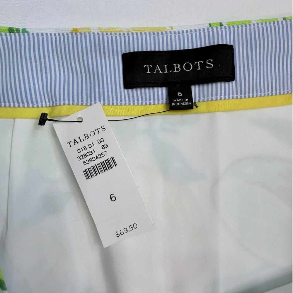 Talbots Lemon Lime Print A-Line Skirt Womens 6 NWT Cotton Stretch Summer Coastal - Picture 4 of 11